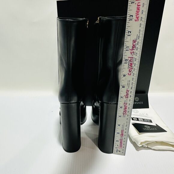 Versace Runway Aevitas Platform Black Leather Ankle Bootie 37.5/ 7.5 NIB $1,725 - Picture 11 of 13